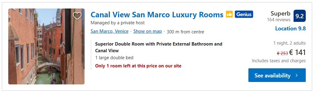 Canal View San Marco Luxury Rooms, Venice, Italy