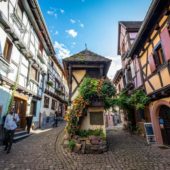 Look out over the town of Eguisheim, France