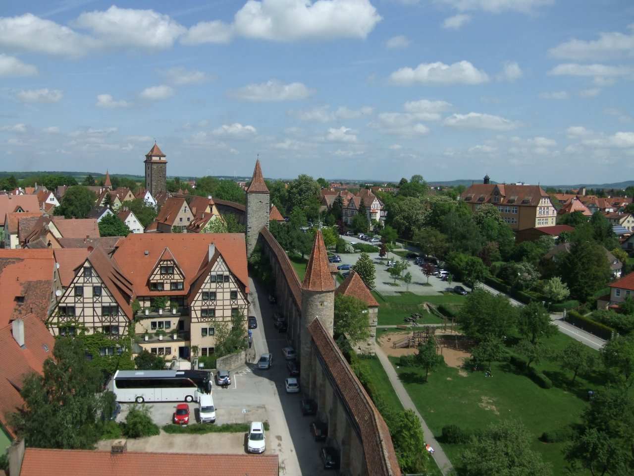 Medieval town wall and Klingentorturm, Rothenburg ob der Tauber, Germany