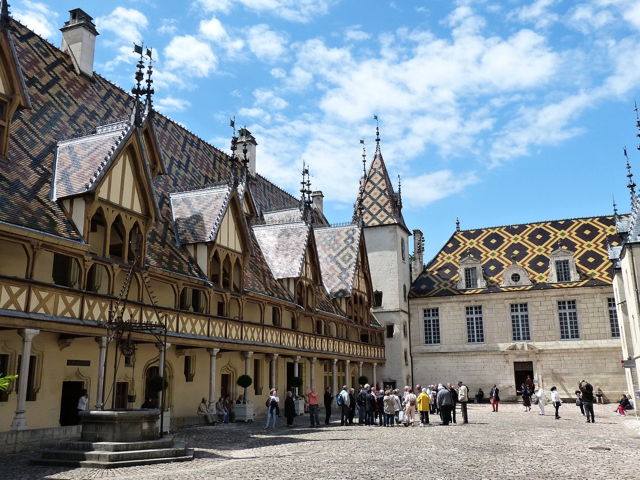 Courtyard of the Hospices de Beaune, Climats, terroirs of Burgundy, Unesco France