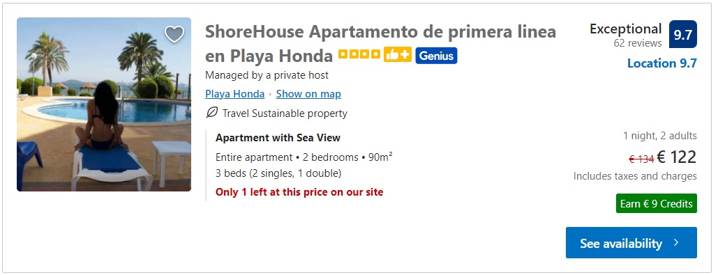 ShoreHouse Apartamento de primera linea en Playa Honda, Spain