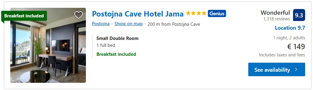 Postojna cave hotel, Slovenia