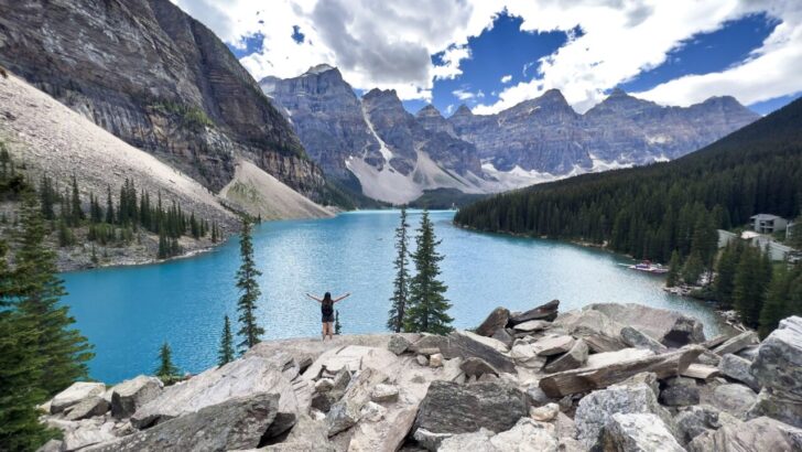 Beautiful view of Moraine Lake and mountains in Banff National Park, Alberta, Canada