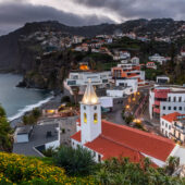 Camara de Lobos, architecture of the seaside town in Madeira island, Portugal