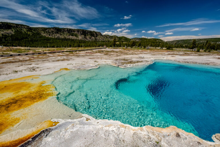Hot thermal spring Sapphire Pool in Yellowstone National Park