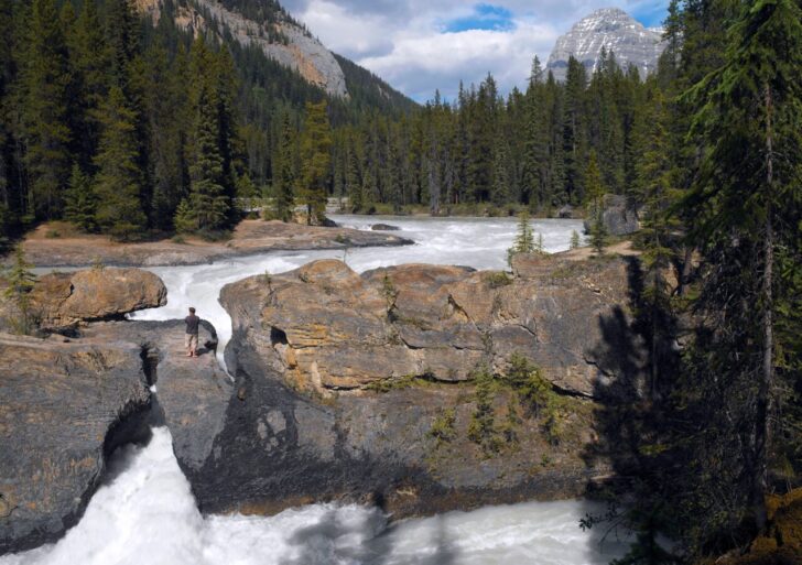 Natural Bridge - A rock formation over the Kicking Horse River in Yoho National Park in British Columbia in western Canada.