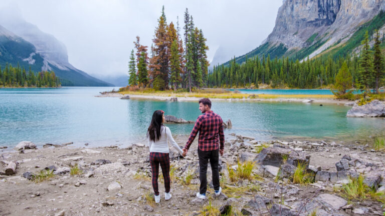 Spirit Island in Maligne Lake, Jasper National Park, Alberta, Canada. Canadian Rockies