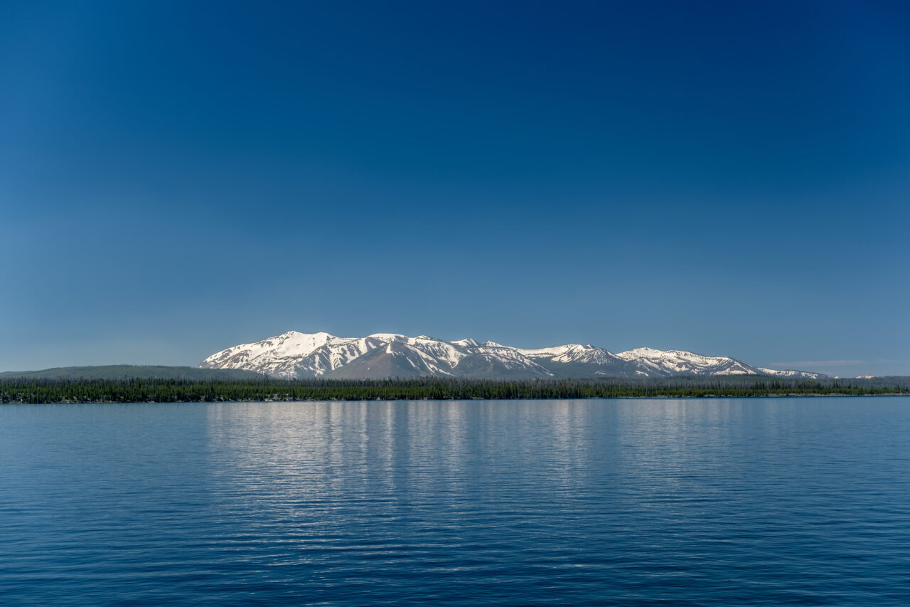 Yellowstone Lake with mountains landscape